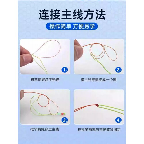 大力马PE结主线加固竿稍绳保护线组鱼竿杆稍结钓鱼大物配件竿尖绳 - 图3