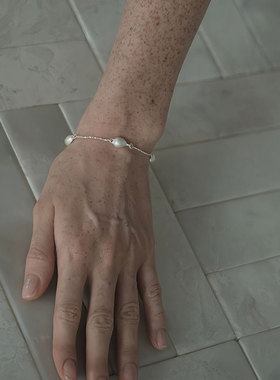 Z-WINDSTORM白化石纯银串珠手链