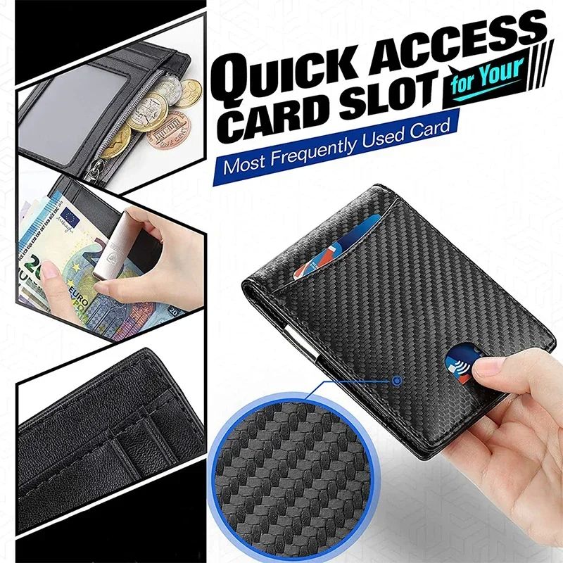 Carbon Fiber Rfid Men Wallets Money Bag Slim Thin Card Man W - 图3