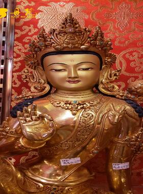 尼泊尔大师作品自在观音度母像盘腿观音盘佛高38cm腿西藏古代铜雕