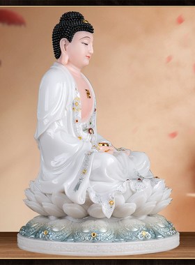 速发宝白娑释迦牟尼佛家用供奉佛像玉婆三圣菩萨三汉佛药师佛释迦