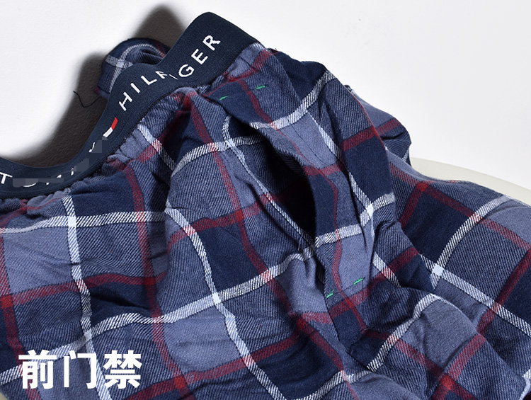 外贸纯棉磨毛男士家居裤休闲裤睡裤男款加肥加大码经典格子家居裤 - 图0