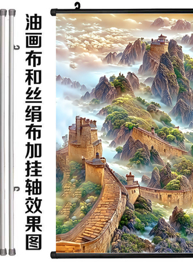 长城靠山图中式书房挂画万里长城入户门招财贴画中国风山水建筑画