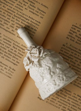 速发复古陶瓷雕花手摇铃饰摆件装铛品酒吧铛厅出餐上菜铃餐圣诞节
