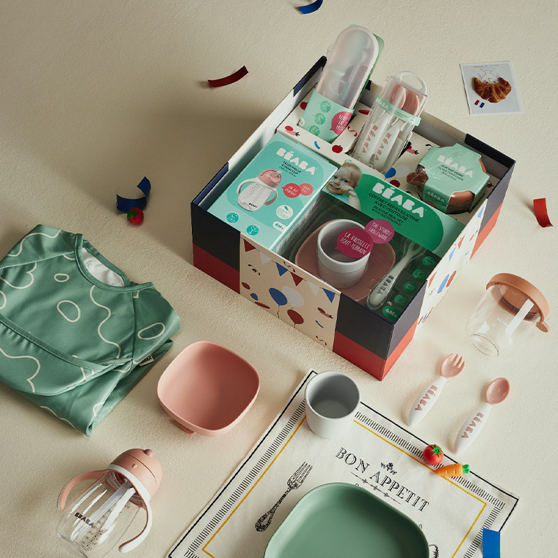 Beaba好胃口辅食套装辅食碗硅胶勺围兜餐盘宝宝婴儿餐具套装礼盒,淘宝优惠券,粉丝福利购,淘宝优惠卷