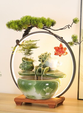 速发百财来福招财水流摆件家居玄关客厅品公室桌面装饰办乔迁开业