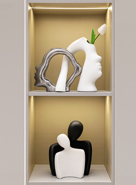 速发柜奢抽象情侣人物酒轻装饰品办件客厅玄关摆公室书柜创意摆设