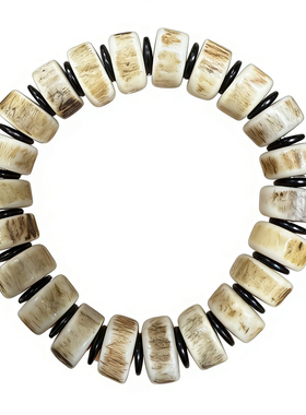 天然鹿角原皮手串高密度无糠心桶珠老型手链文玩养生随形把玩件