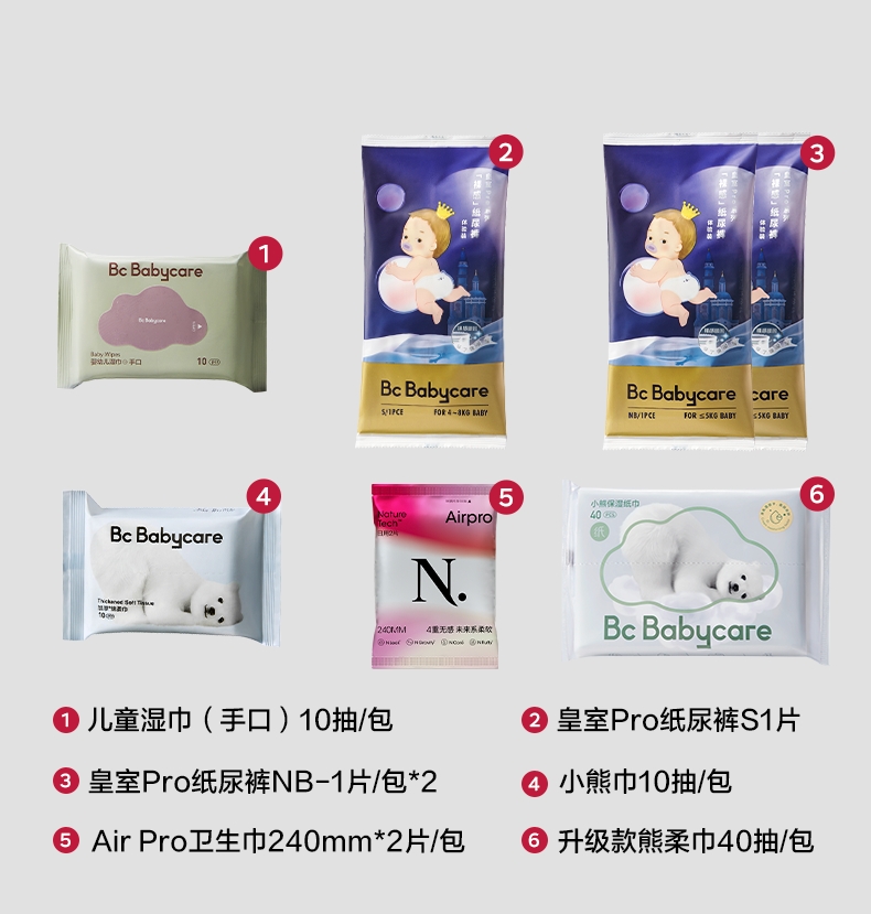 【天猫U先】babycare23年新生礼盒合集 尿裤湿巾纸巾母乳储存袋 - 图2