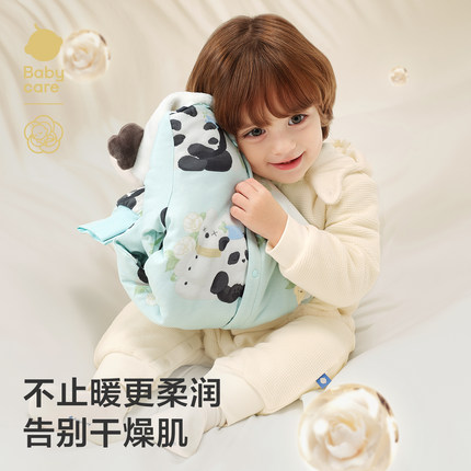 babycare山茶花爬服冬季夹棉加厚保暖外出新生婴儿衣服宝宝连体衣