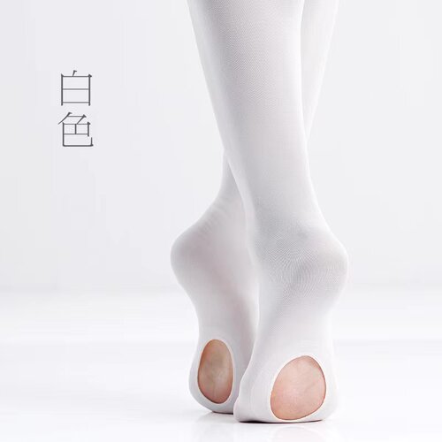 芭蕾舞蹈专用练功袜 舞蹈大袜专用舍宾连裤袜挖洞裤袜白色 肉粉色 - 图1