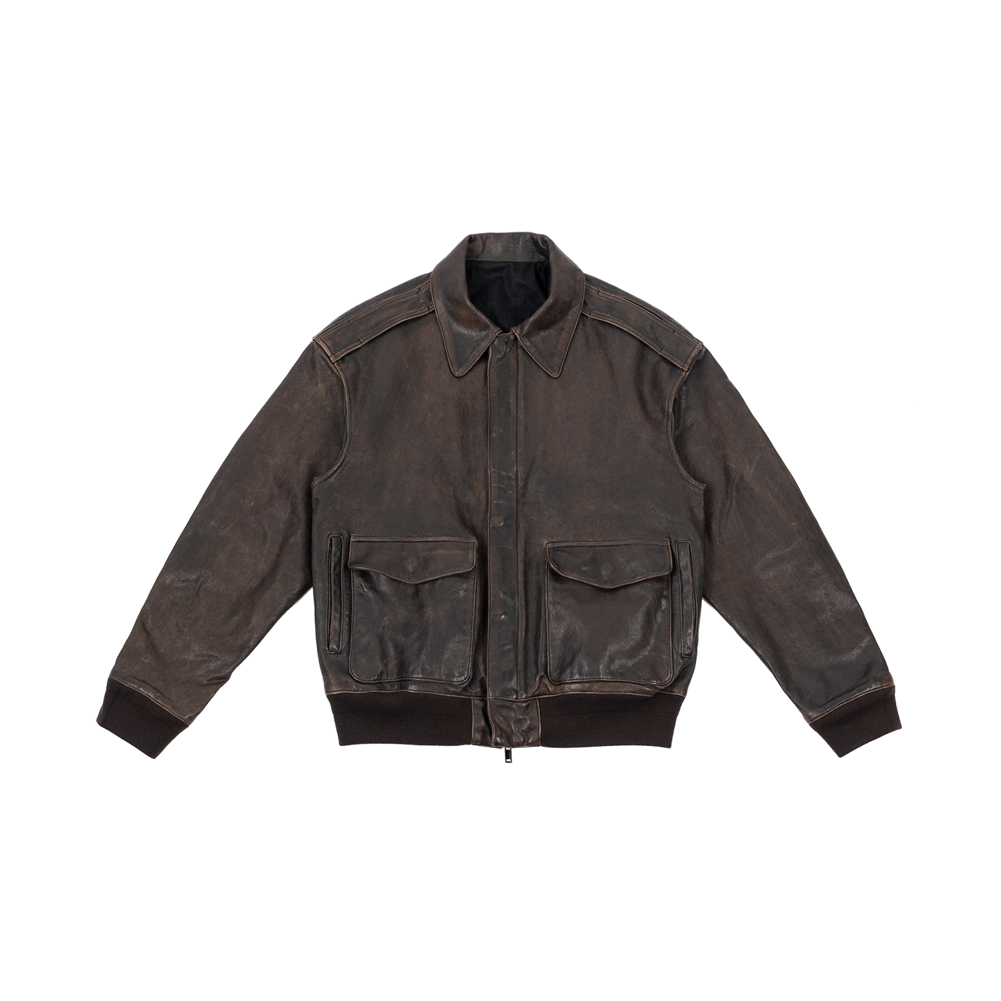 GREMADE ROW风新西兰羊皮“泥染”落色做旧无涂油蜡A2飞行服夹克 - 图3