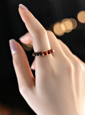 天然文莱沉香戒指小众古风女男款