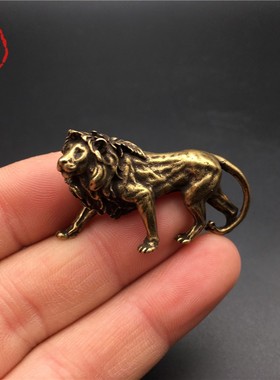 速发铜铜狮子小纯摆件黄铜实心狮玩王茶宠扣微雕古子铜器铜艺铜件