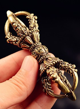 速发纯黄器五股金刚杵摆件挂面普巴杵金刚橛复古工艺品密宗法铜三