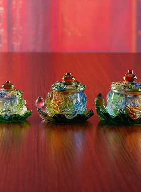 速发供佛套装古法琉璃佛供供用品供果盘花瓶供水杯盘家用佛前具奉