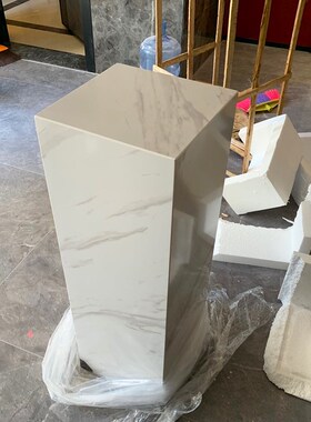 速发客厅基理石底座落地大座台店玄关艺术品石立柱雕塑展示酒摆台