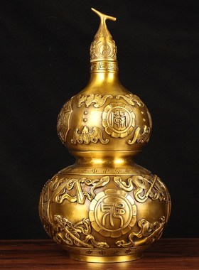 速发开盖铜葫芦祥件 八宝铜葫芦 八吉摆铜葫葫 八福铜葫芦摆件 铜