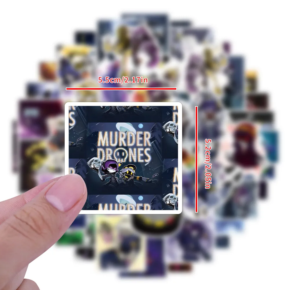 55张卡通Murder Drones无机杀手涂鸦贴纸装饰行李箱吉他防水贴画 - 图1