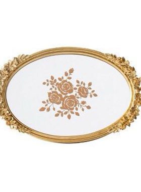 速发法式复古树脂宿花镜饰玻璃托盘水果甜品盘民雕软装子摄影拍摄