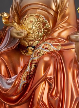 速发16房纯铜彩绘文昌君神像文曲星佛铜像像书寸供奉摆件