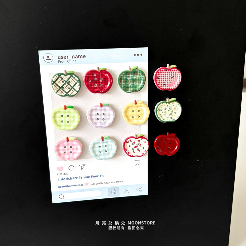 韩国ins复古格纹纽扣Y2K千禧年磁吸装饰冰箱贴磁性贴洞洞板照片墙,淘宝优惠券,粉丝福利购,淘宝优惠卷