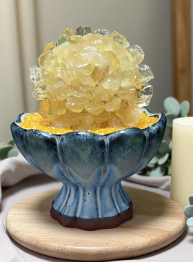 天然水晶手工花轻奢桌面摆件