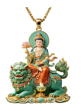 文殊菩萨青狮祥瑞手工吊坠项链