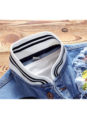男立领休闲牛仔外套 Men's Stand-Up Collar Casual Denim Jacket