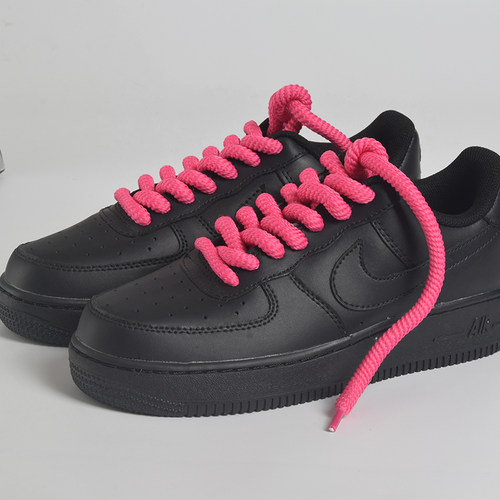 鞋带圆绳马丁靴面包鞋男女款粗麻绳开口笑帆布鞋白米黑色加粗8mm - 图0