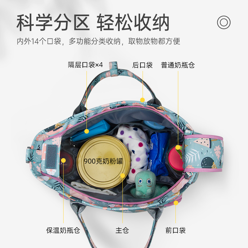 轻便大容量妈咪包手提袋母婴旅行包 funtravol帆伦汀娜女士包袋
