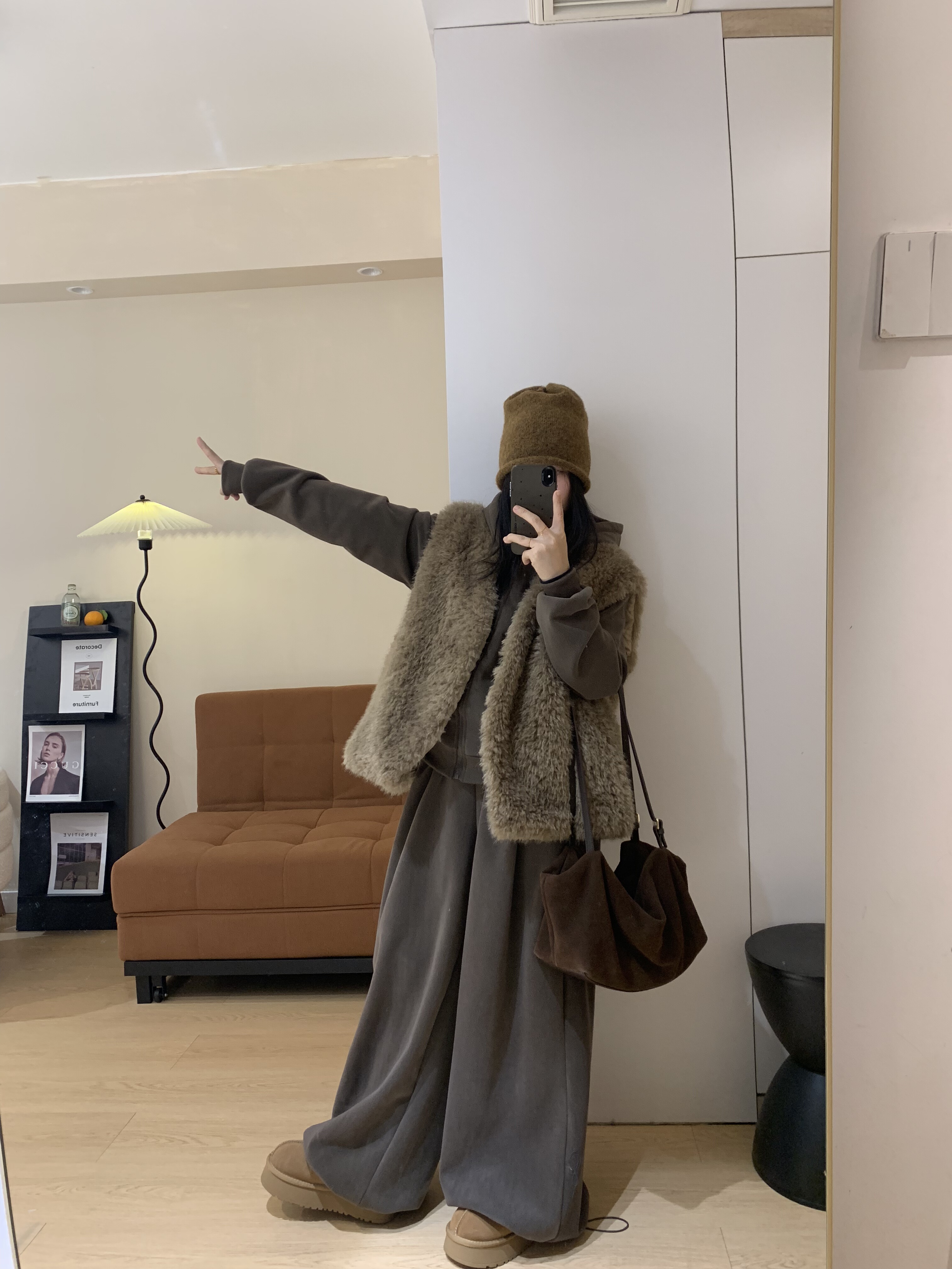 松弛感加厚夹棉环保皮草马甲连帽卫衣阔腿裤三件套装秋冬女装,淘宝优惠券,粉丝福利购,淘宝优惠卷