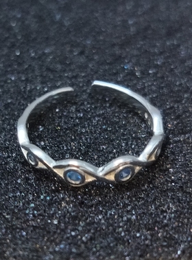 蓝锆石独特设计 925银开口戒  时尚高级  女神节日礼物  终身保修