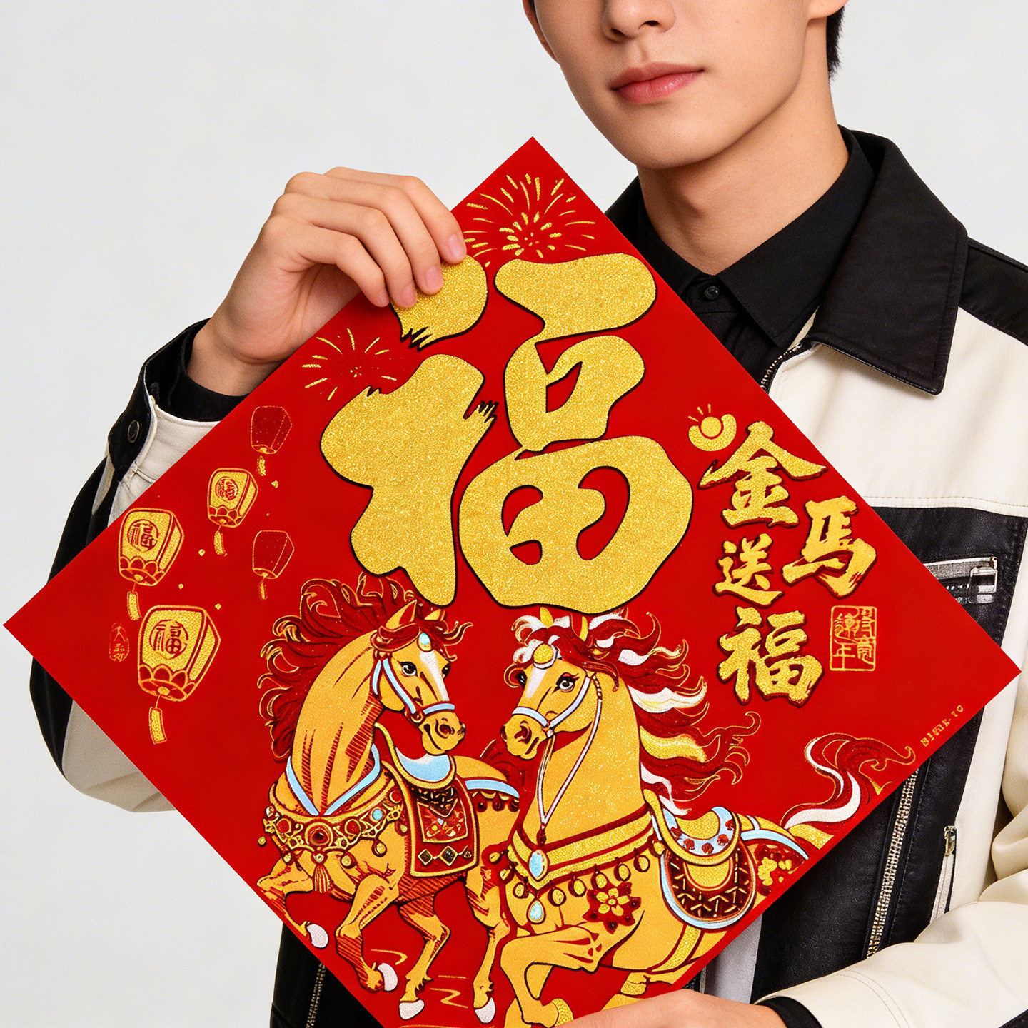 2026马年画新款植绒布大号春节过新年装饰立体自粘福字门贴纸贴墙,淘宝优惠券,粉丝福利购,淘宝优惠卷