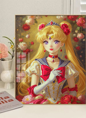新款十字绣钻石画美少女公主钻石画套件金色花卉图案手工绣自己绣