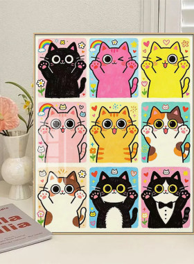 新款十字绣可爱猫咪满钻钻石画DIY手工绣客厅卧室十字绣自己绣