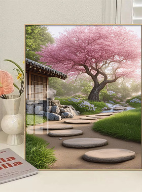 新款十字绣套件樱花树小路风景画满绣十字绣客厅卧室钻石画治愈系