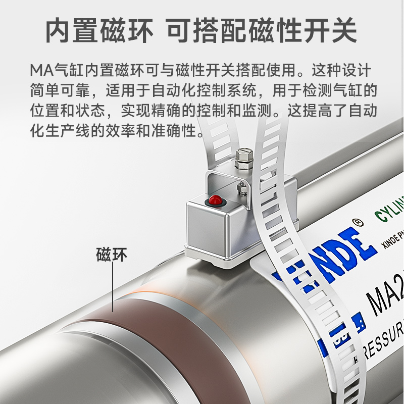 不锈钢迷你气缸MA16*25/50/75/100/125/150/200/300/400/500-S-CA - 图2