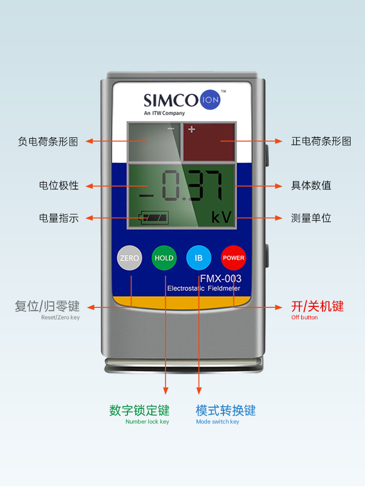 SIMCO FMX-003静电测试仪FMX-004产品表面静电测试仪测离子平衡度 - 图1