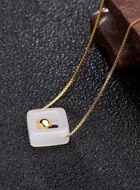 足金999转运珠一见倾心吊坠和田玉黄金项坠锁骨链生日情人节礼物