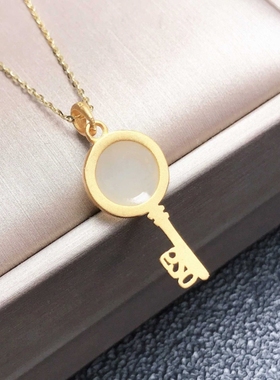 古法银钥匙520吊坠S925银镶嵌碧挂件七夕情人节送女朋友老婆礼物