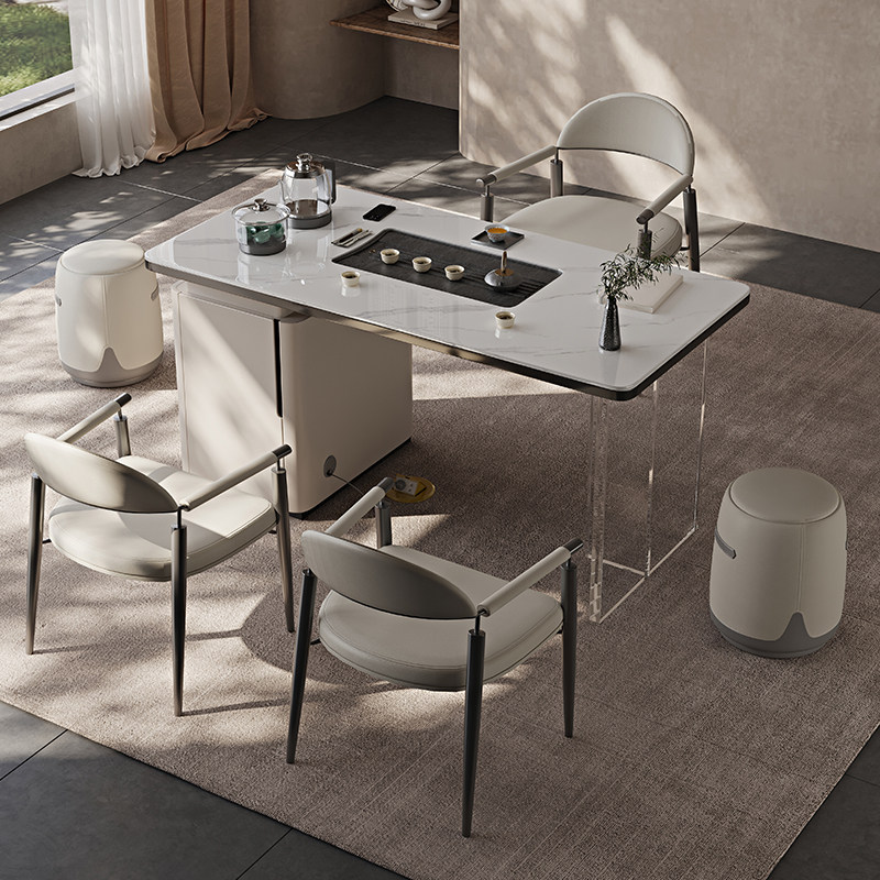 现代简约白色高端岩板茶桌带储物功能轻奢客厅茶台亚克力悬浮茶桌,淘宝优惠券,粉丝福利购,淘宝优惠卷