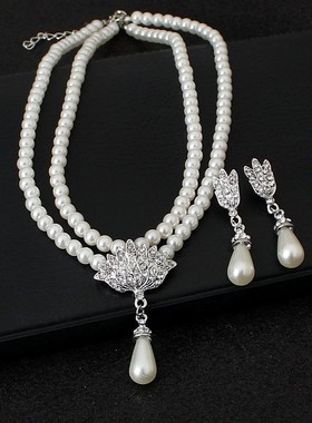 礼物新娘婚纱照珍珠项链送妈妈