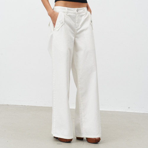 GROWN NOTOLD 白色宽松阔版直筒休闲牛仔长裤 - 图3