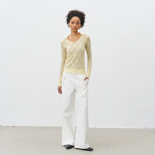 GROWN NOTOLD 白色宽松阔版直筒休闲牛仔长裤 - 图2