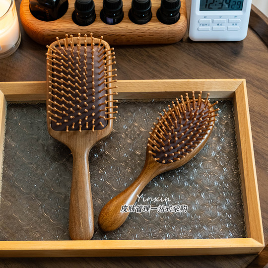 头疗专用工具头疗经络梳按摩梳洗头梳头部五齿檀木梳点穴笔气垫梳