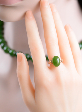 天然玉石玫瑰金女款籽料戒指