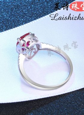 红宝石戒指日韩彩色宝石指环纯银镀18k金镶嵌彩宝潮人情侣对戒