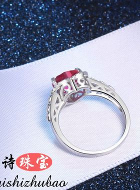 正品 红宝石戒指女日韩纯银镀18K金镶嵌彩色宝石红碧玺指环彩宝