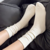White socks women's mid-length socks vertical stripes pile socks